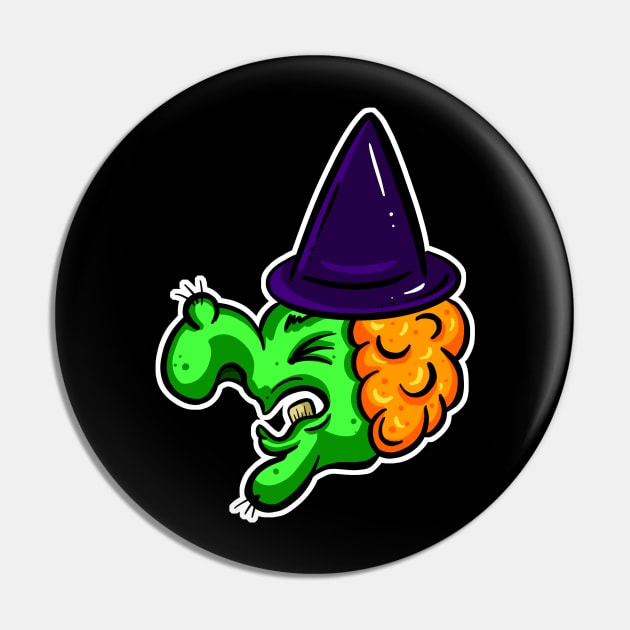 Halloween Green Witch Cartoon Wart Pin by Squeeb Creative