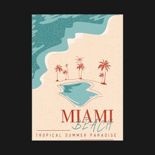 Miami Beach Retro wave Typographic poster T-Shirt