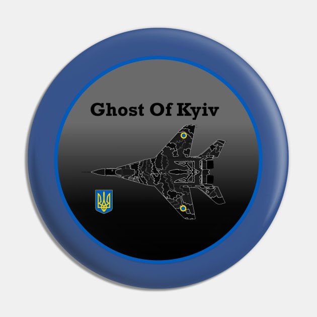 Ghost of Kyiv Ukranian American Society of Texas Pin by Aces & Eights 