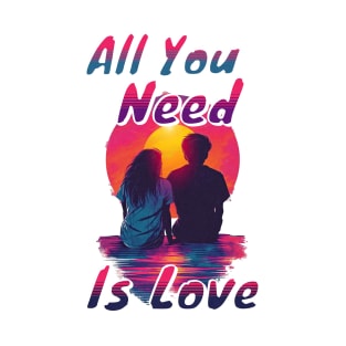 Love in Retro Synthwave: Sunset Silhouettes Tee T-Shirt