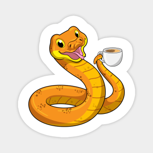 Snake with Cup of Coffee Magnet