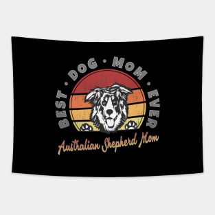 Australian Shepherd Mom Retro Sunset v.7 Tapestry