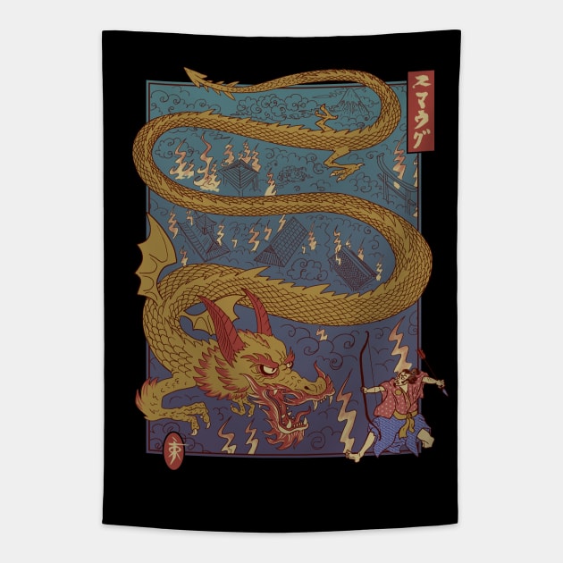 The archer and the dragon Tapestry by Krobilad