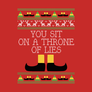 Throne Of Lies Elf Quote Christmas Knit T-Shirt