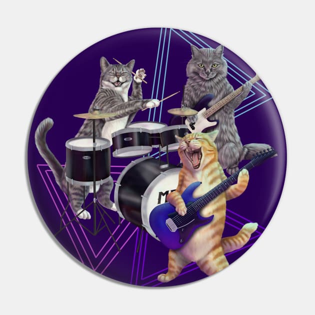 Cat band- Rock band kitties playing the bass, electric guitar, and drums Pin by Mehu Art