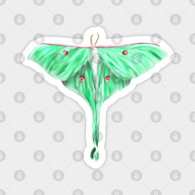 Green Lunar Moth Digital Art Magnet by H. R. Sinclair