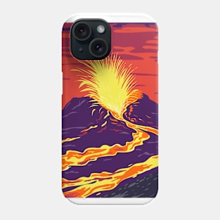 Hawaii Volcanoes National Park with active KIlauea volcano United States WPA Poster Art Color Phone Case