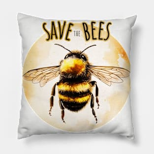 Save the Bees with Moon In Background Pillow