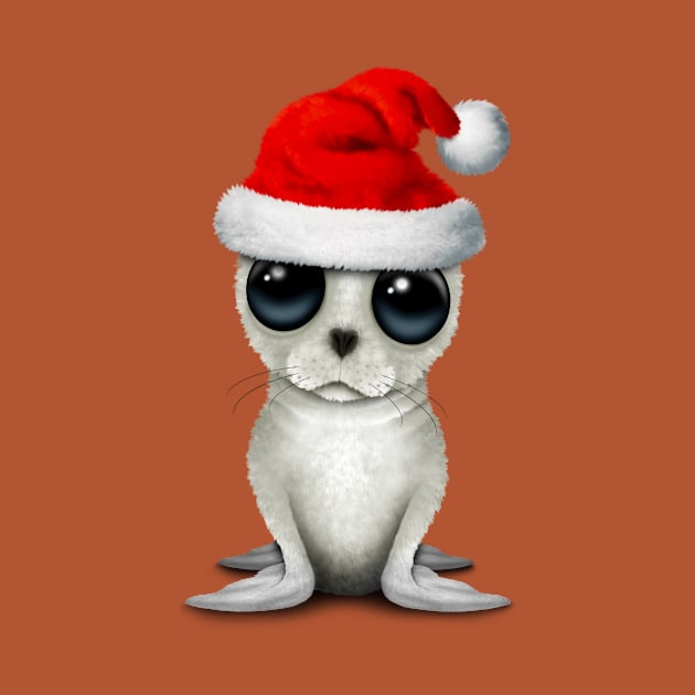 Baby Arctic Seal Wearing a Santa Hat by jeffbartels