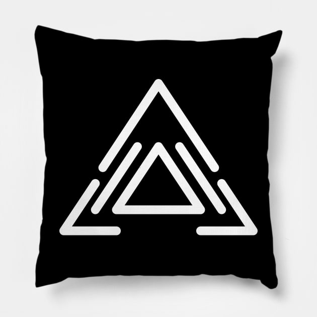 Minimal Triangle Design Black Pillow by JDP Designs