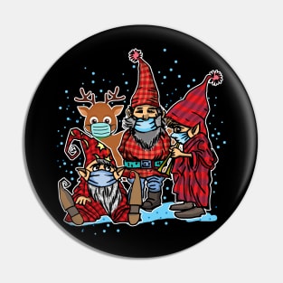 Cute Christmas Gnomes & Reindeer in Masks Pin