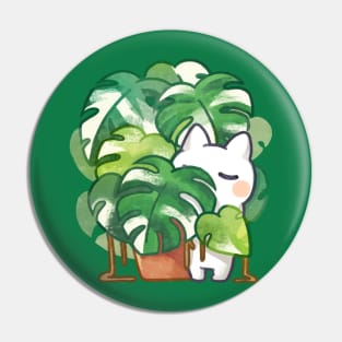 Monstera albo variegated plant lover cat Pin