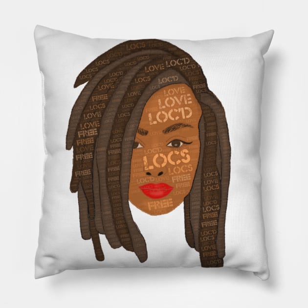 Brown Locs Drawing Words in Hair Pillow by blackartmattersshop