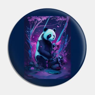 Neon Japanese panda Pin