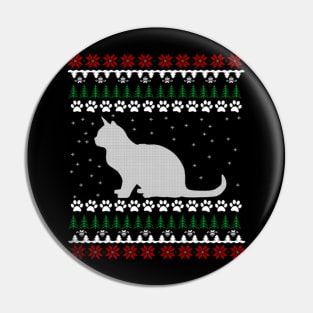 Cat Lover Ugly Christmas Sweater Gift Cute Pin