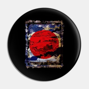 Japan Flag Red Circle Blue Mountain Collage Art 74 Pin