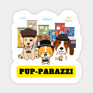 Pup-parazzi street - golden retriever corgi and beagle Magnet