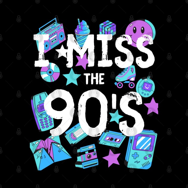 I Miss the 90's Nostalgia Vintage 1990s Throwback Purple/Aqua/Blue by jackofdreams22