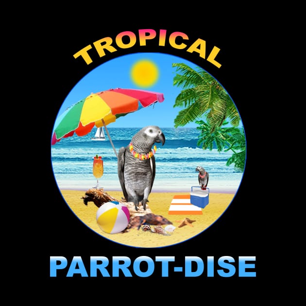 African Grey Timney Parrot Tropical by Pollysapparel