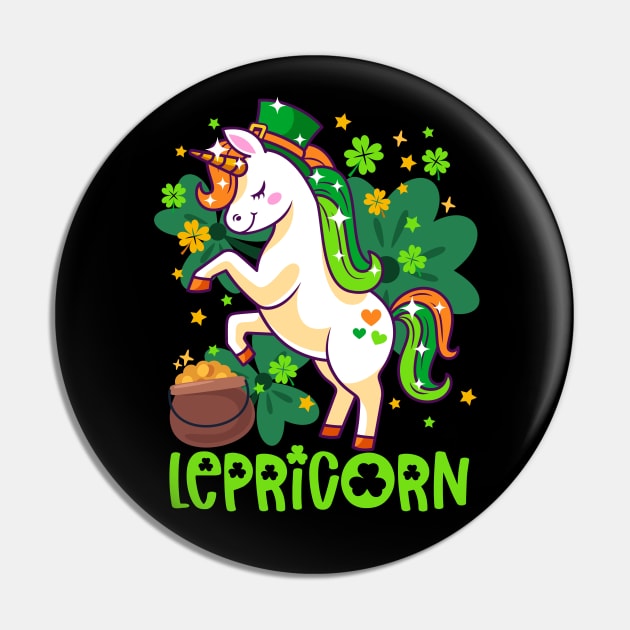 Unicorn Lepricorn St Patricks Day Leprechauns Girls Women Pin by alcoshirts