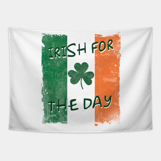 Irish For The Day- Irish Tricolor Flag Shamrock Design Tapestry by IceTees