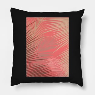 Palms Shadow on Living Coral Pillow