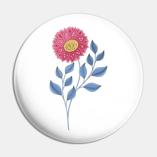 Print with Abstract Flowers Pin