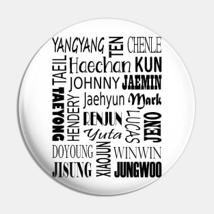 NCT NAMES COLLAGE BLACK Pin