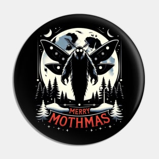 Mothman Christmas, Funny Merry Mothmas, Moth Man Cryptid Meme Pin