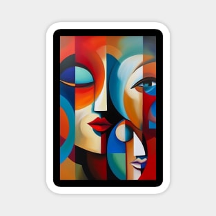 Abstract Faces Art Print Magnet