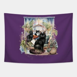 Three Black Cats Tapestry