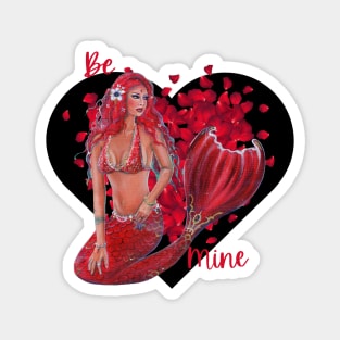 Red Valentine mermaid designed by Renee Lavoie Magnet