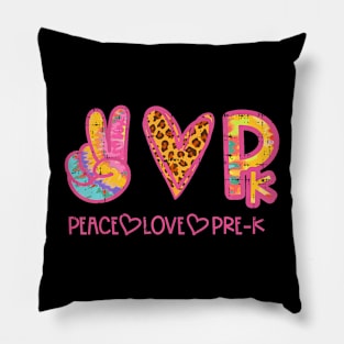 Leopard Peace Love Pre-K Prek First Day Of School Teacher Pillow