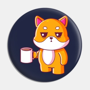 Cute shiba inu drinking coffee Pin