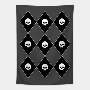 Harlequin Skull Pattern (Gray) Tapestry