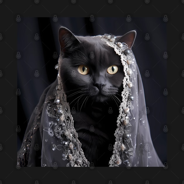 Elegant Black British Shorthair Cat by Enchanted Reverie