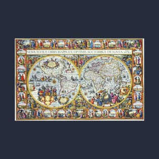 Antique Double Hemisphere Map by Pieter van den Keere, 1611 T-Shirt