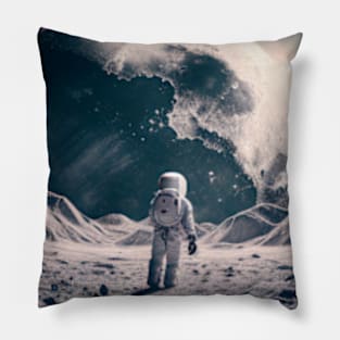 Man lost on a moon - By Lamaj Pillow