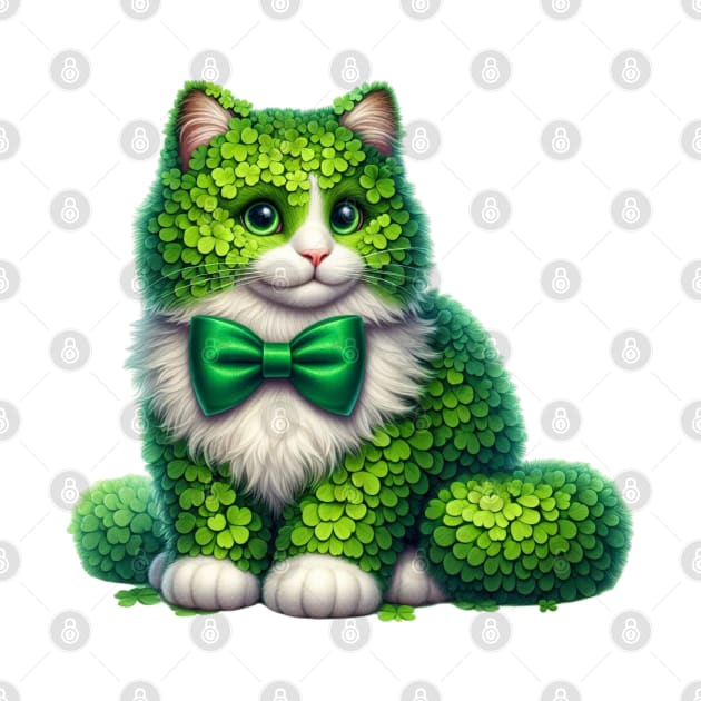 Clover Norwegian Forest Cat St Patricks Day by Chromatic Fusion Studio