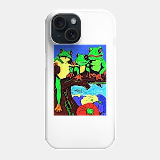 Frog Family Hanging Out On A Limb 3 Phone Case