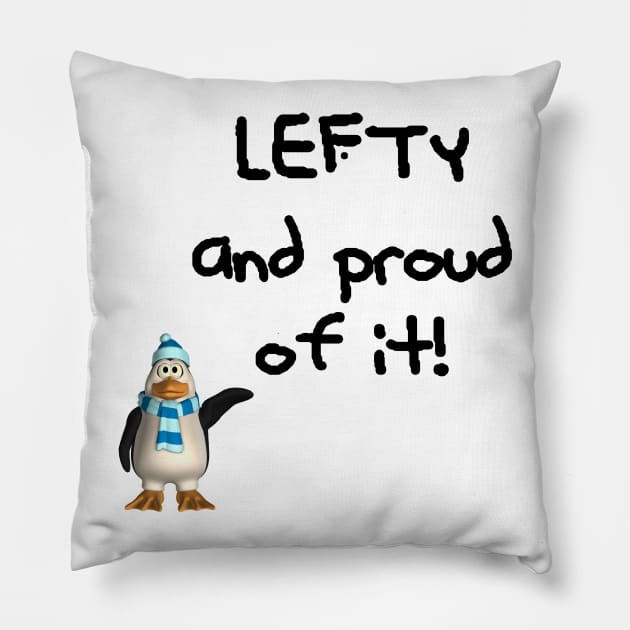 Lefty and proud of it! Left handed penguin Pillow by Made the Cut