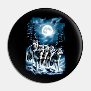 Wolf pack at night winter fanatsy Pin