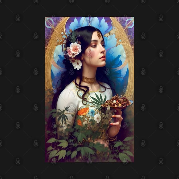 Stoner Chic - Floral Art Deco Girl - Ganja Girl by ZiolaRosa