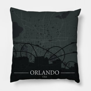 Orlando City map with silhouette Pillow