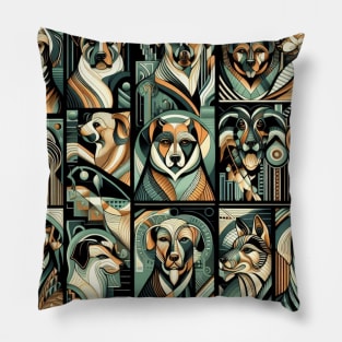 Art Deco Dog Portraits Pillow