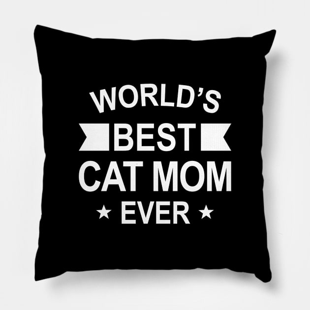 World’s Best Cat Mom Ever White Typography Pillow by DailyQuote