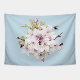 Sweet As Can Be Apple Tree Blossoms Watercolor Illustration without Lettering Tapestry