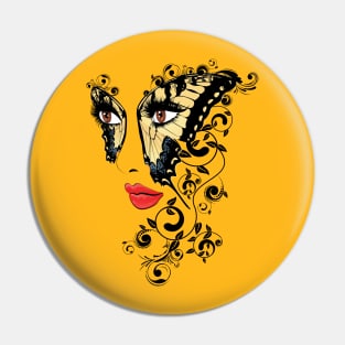 Summer Girl with Floral Butterfly mask Pin