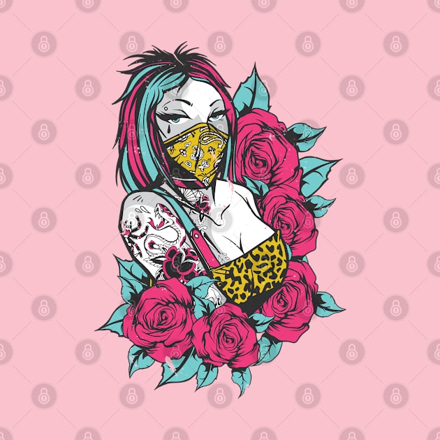 Tattoo Girl Roses by Safdesignx