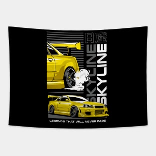 Yellow Nissan Skyline Tapestry